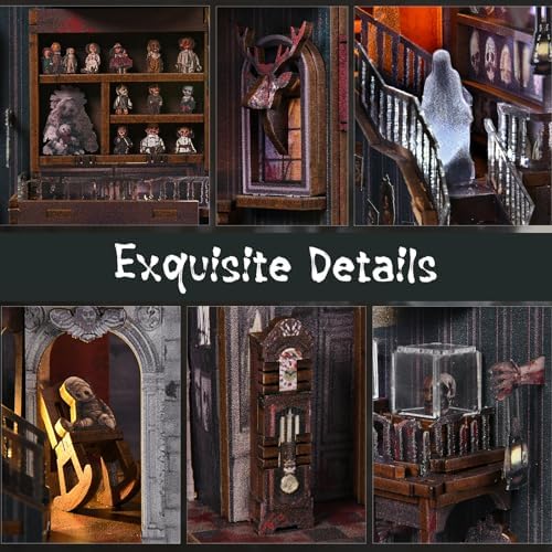 MiniCity Haunting Relics Book Nook Kit, DIY Wooden Bookshelf Model with LED - Image 3