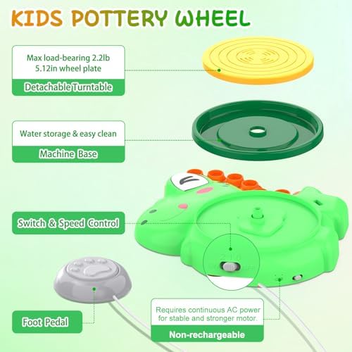 Pottery Wheel for Kids, Dino Craft Kit Arts and Crafts for Kids Ages 6-12 - Image 3