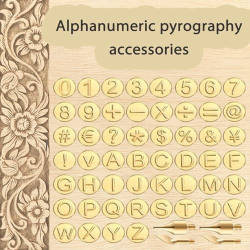 56pcs New Wood Burning Kit With Letter Stamps Copper Mold DIY，Hot Stamps Tool with Figure Alphabet,Wood Burner Tips Adjustable Temperature Soldering Iron Pen,DIY Kit Carving Adults Crafts Beginners - Image 4