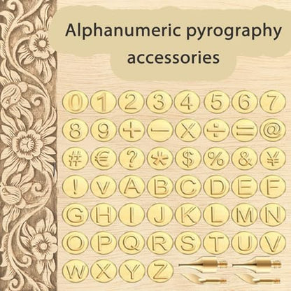 56pcs New Wood Burning Kit With Letter Stamps Copper Mold DIY，Hot Stamps Tool with Figure Alphabet,Wood Burner Tips Adjustable Temperature Soldering Iron Pen,DIY Kit Carving Adults Crafts Beginners - Image 4