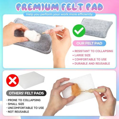 LUDOTEK Needle Felting Kit, 6 PCS Animal Needle Felting Beginner Kits, Wool Felt Needle Felting Tools Foam Pad, Craft Party Supplies for Beginners Adult(6pack Unicorn) - Image 5