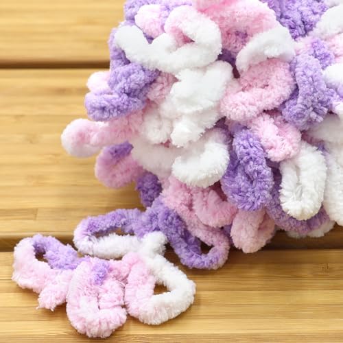 JubileeYarn Fun Finger Loops Yarn - Purple Pink White - 5 Skeins - Image 3