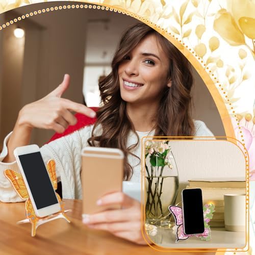 Saillong 6 Pcs Butterfly Diamond Art Phone Stand, Full Drill Crystal - Image 3