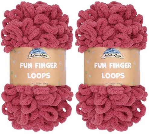 JubileeYarn Fun Finger Loops Yarn - Dusty Maroon - 2 Skeins by BambooMN