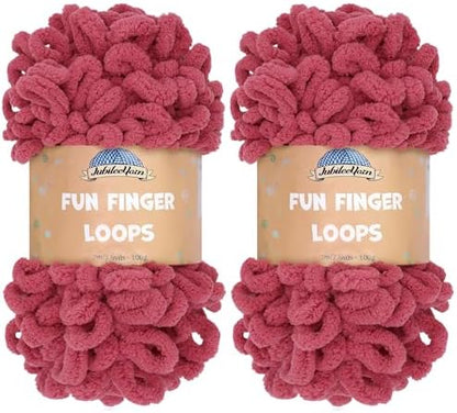 JubileeYarn Fun Finger Loops Yarn - Dusty Maroon - 2 Skeins by BambooMN