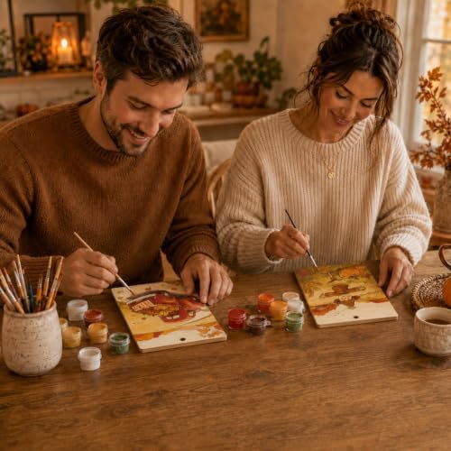 15 Pcs Unfinished Wood Crafts to Paint for Adults, 5.9x4.7 Inch Fall Paintable Wood Slices Craft Supplies with Ropes, Bulk Predrilled Wooden Ornaments for DIY Painting Craft Decor - Image 7