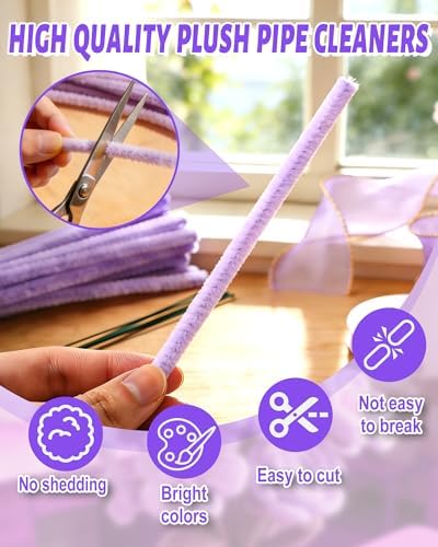 cyctravel 400 Pcs Pipe Cleaner Flower Kit, 5 Colors of Pipe Cleaners for DIY Flower Making Includes Greeting Cards, String Light, Manual, Pipe Cleaners Craft is Ideal for Holiday Gifts and Decorations - Image 3