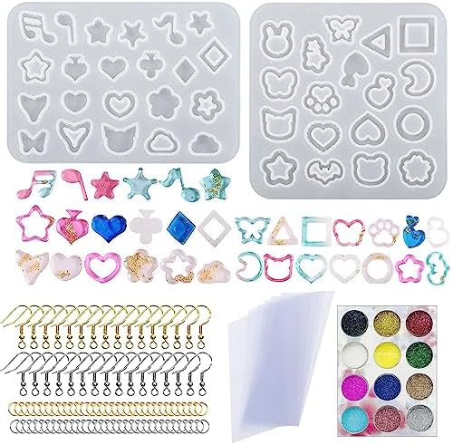 Attuslla Resin Shaker Silicone Molds Earrings Resin Molds Silicone with Glitter for DIY Jewelry Pendant Necklace Ornament by Attuslla