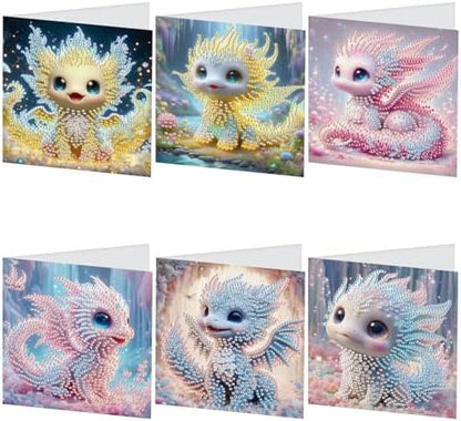 TDFERAN Diamond Painting DIY Beautiful Greetings Cards Set of 6 with Envelopes Paint by Numbers Kit for Adults Blank Note Cards Perfect Stationary Set for All Occasions Thinking of You Cards Dragon by TDFERAN