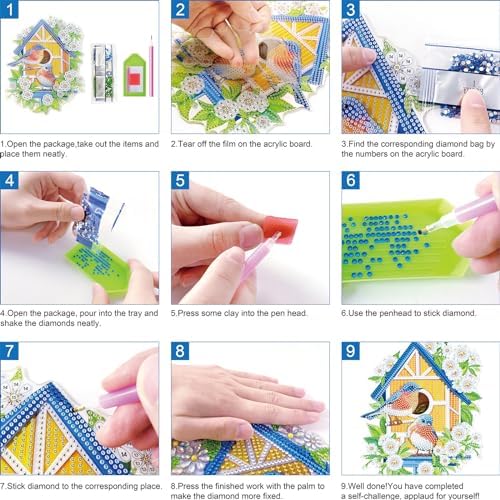 DIY Diamond Greeting Cards Set Christmas, 5D DIY Diamond Art Painting Greeting Card, DIY Christmas Card Making Kits for Family Friends Handmade Gift-#30-Owl - Image 6