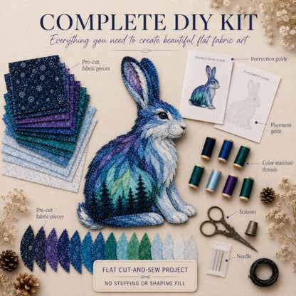 LWLQCZJ Northern Lights Animal Embroidery Kit DIY Fabric Patchwork Craft Set (Rabbit) - Image 6