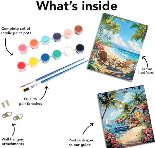 NEGEKFKX 2 Pack Beach Paint by Numbers Kit for Adults Beginner with Framed,Easy Adult Paint by Number Kits on Canvas DIY Painting for Beginners Art by Numbers for Home Wall Decor 10x12 Inch - Image 7