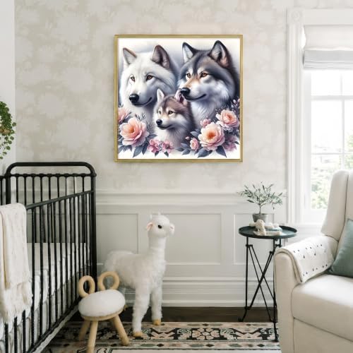 Mosaflare Wolf Family Stamped Cross Stitch Kits for Beginner 13.7x13.7 Inch - Image 4