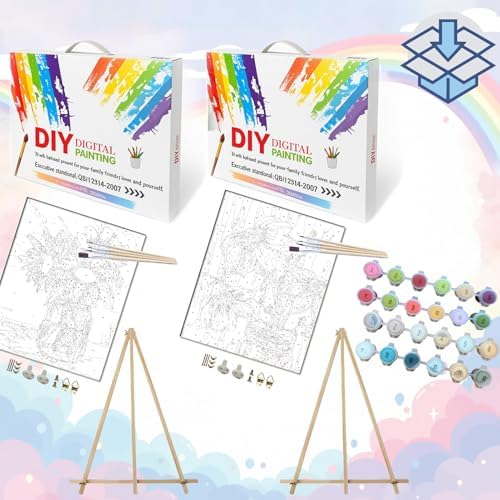 BAISITE Paint by Numbers Kit for Adults Beginners,8" Wx12 L 2 Pack Canvas for Painting Kits for Adults in Colorful Box 0304 Already Framed - Image 3
