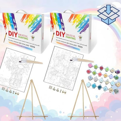 BAISITE Paint by Numbers Kit for Adults Beginners,8" Wx12 L 2 Pack Canvas for Painting Kits for Adults in Colorful Box 0304 Already Framed - Image 3