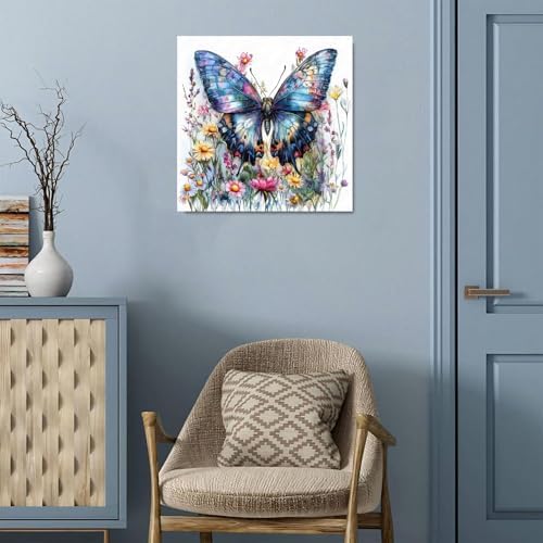 TCDZMYGS Butterfly Paint by Numbers Kit for Adults Beginner,Wild Flowers Adult Paint by Number Kits on Canvas Without Frame,DIY Acrylic Oil Painting by Numbers Kits for Home Wall Decor 16x16 inch - Image 3