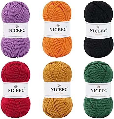 NICEEC 300g Soft Assorted Colors Yarn 100% Acrylic 870yds -Halloween by NICEEC