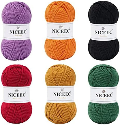NICEEC 300g Soft Assorted Colors Yarn 100% Acrylic 870yds -Halloween by NICEEC