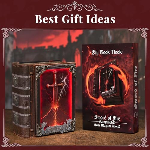 CCCDF Book Nook Kit, DIY Miniature Dollhouse Sword of Fire Magic - Image 6