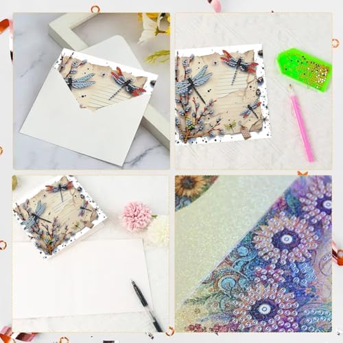 Diamond Art Cards with Envelopes–6PCS DIY Diamond Painting Greeting Cards Kit | Card Making Kit with Bling for Adults & Beginners | Birthday,Holiday & Thank You Cards (Insect Butterfly) - Image 6