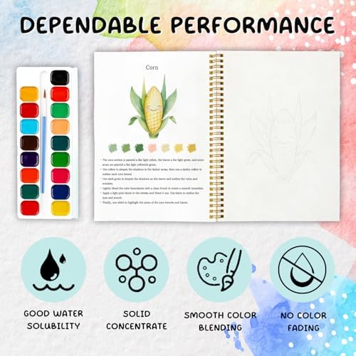 12 Patterns Vegetable Watercolor Set, Fresh Harvest Garden Painting Book for Beginners, DIY Art Gift for Women and Adults, Stress Relief Watercolor Workbook, Farm to Table Art Kit - Image 3