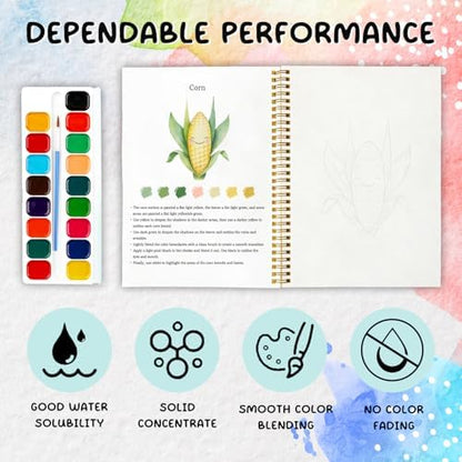 12 Patterns Vegetable Watercolor Set, Fresh Harvest Garden Painting Book for Beginners, DIY Art Gift for Women and Adults, Stress Relief Watercolor Workbook, Farm to Table Art Kit - Image 3