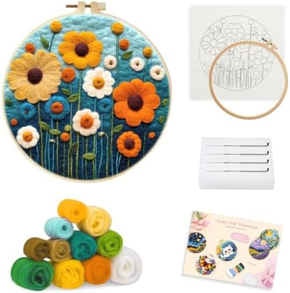 yesJRL Landscape Needle Felting Kits for Beginners, Floral and Mountain DIY Wool Felt Starer Needle Felt Set with Accessories for Home Decoration (Green) - Image 7