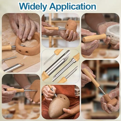 Amrules 4 Pcs Clay Hole Cutters Sculpting Tools Set for Pottery - Image 7