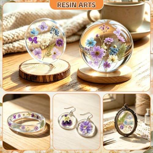 Dried Pressed Flowers for Resin Crafts, Real Dried Flowers and Leaves Kit for Resin Jewelry Molds, Candle & Soap Making, Scrapbooking DIY, Nail Art (Purple, Blue) - Image 3