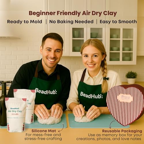 Date Night Pottery Kit for Beginners - 4.4Lbs Air Dry Clay for Adults with Sculpting Tools, Paint, Glaze, Modeling Clay Molding, Sculpt & Painting Set, Hobby DIY Art Craft Kits for Couple (White) - Image 3