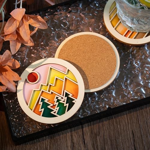 Temlum Wooden Coasters Painting Kit, Paint You Own Coaster Wooden Painting Craft Kit for Adults and Beginners Art Craft Supplies (Landscape) - Image 4