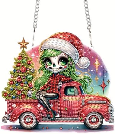 5D DIY Diamond Painting Pendant kit, Coach Christmas Tree Special Handmade Diamond Hanging Decorations, Suitable for Home, Window Decoration, Christmas Birthday Creative Gift Preferred by Tontut