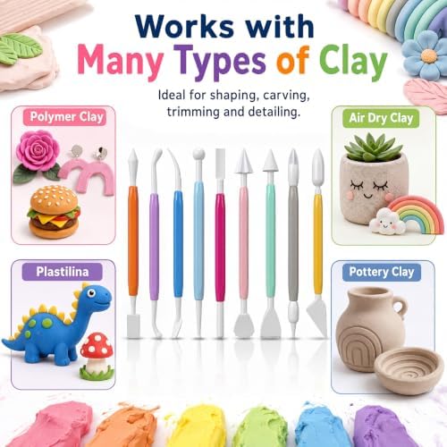Ferrochef 20 Set 180 Pcs Clay Tools, Plastic Sculpting Tool, Colorful Style - Image 3