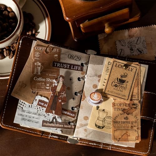 Diuhofart Vintage Scrapbook Kit, 225 Pieces Coffee Theme Scrapbook Supplies Journaling Kit for Women, Junk Journal, Scrapbooking, Scrap Book, Card Making, Crafts Arts - Image 6
