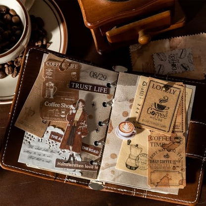 Diuhofart Vintage Scrapbook Kit, 225 Pieces Coffee Theme Scrapbook Supplies Journaling Kit for Women, Junk Journal, Scrapbooking, Scrap Book, Card Making, Crafts Arts - Image 6