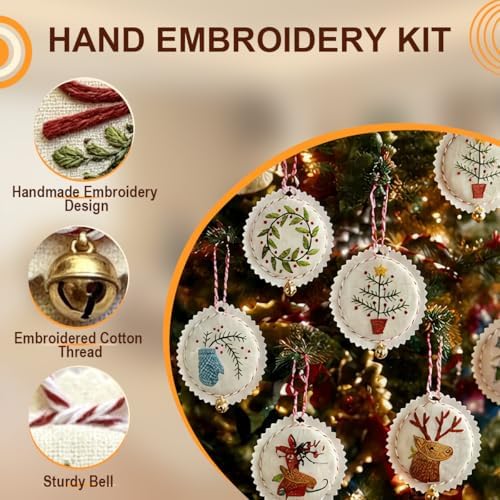 Christmas Embroidery Kit, 12PCS DIY Ornament Set for Beginners - Image 2