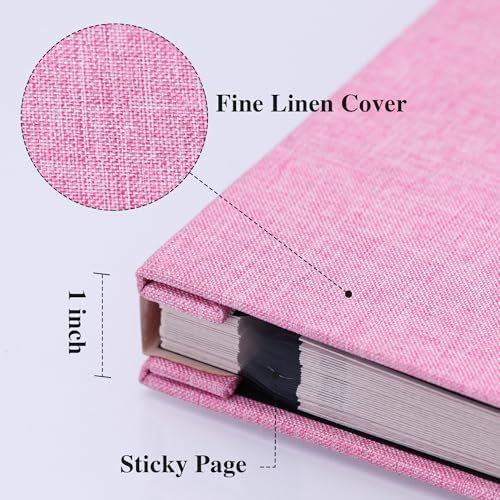 Vienrose Large Photo Album Self Adhesive for 4x6 8x10 10x12 Pictures Linen Scrapbook Album DIY 40 Blank Pages with A Metallic Pen - Image 3