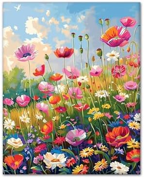 CYNART Flower Paint by Numbers Kit for Adults Beginner, Flower Easy Paint by Number Kits on Canvas, DIY Acrylic Oil Painting by Numbers for Gift Home Decor 16 x 20 inch （Without Frame） by CYNART