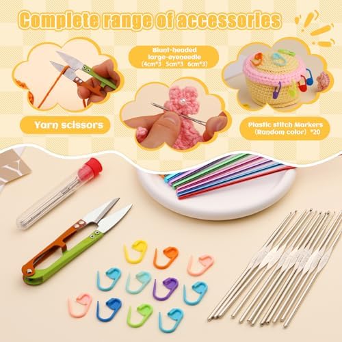 IMZAY 54 Pcs Crochet Hooks Set, 0.6mm-6.5mm Crochet Needles for Yarn - Image 5