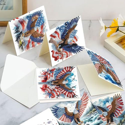 Focart 6-Pack Diamond Painting Greeting Card Kits of Independence Day, Special Shaped Diamonds Painting, DIY Handcraft for Relatives and Friends with Wishes,Unique Design Crafting for Holiday Cards - Image 7