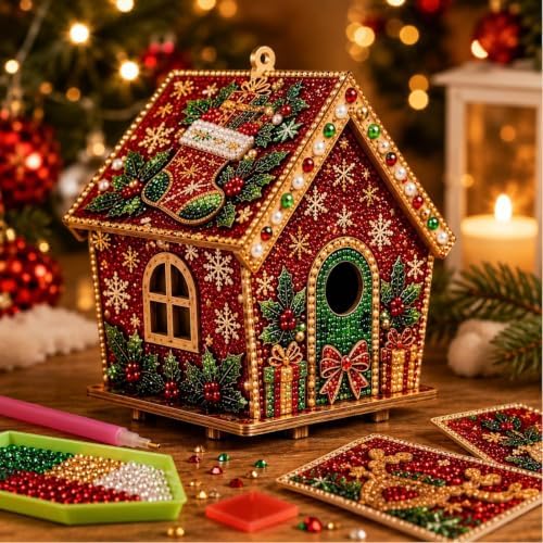 FRANDEK Stocking Gifts House Diamond Art Painting Christmas House Ornament by FRANDEK