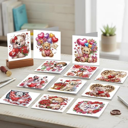 12Pcs Diamond Art Greeting Cards Kit with Envelopes Valentine - Image 7