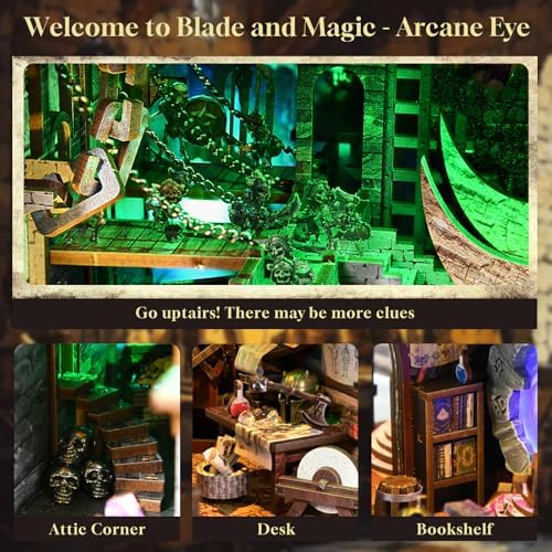 MiniCity Book Nook Kit, DIY Miniature Dollhouse Booknook Kit with Led Light and Dust Cover (Blade and Magic) - Image 4