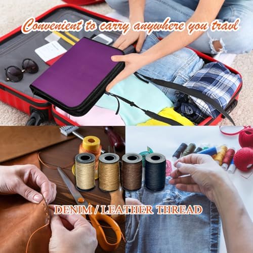 Sewing Kit with Case Portable Sewing Supplies for Home Traveler, Adults, Beginner, Emergency, Contains 60 Sewing Thread, Scissors, Needles, Measure etc（Dark Burgundy，XL) - Image 6