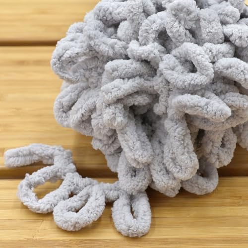 JubileeYarn Fun Finger Loops Yarn - Light Grey - 5 Skeins - Image 3