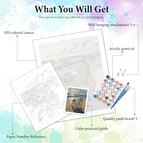 Dawnsphere Beach Paint by Numbers Kit for Adults Without Frame 16x20 in - Image 4