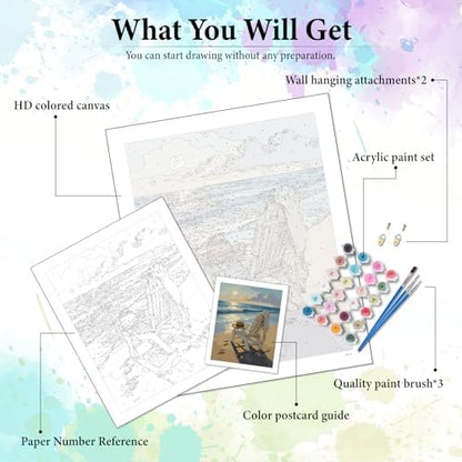 Dawnsphere Beach Paint by Numbers Kit for Adults Without Frame 16x20 in - Image 4