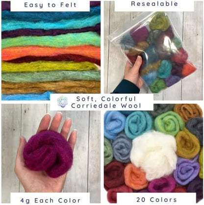 Living Dreams Yarn Needle Felting Premium Starter Kit, Colorful Corriedale - Image 3