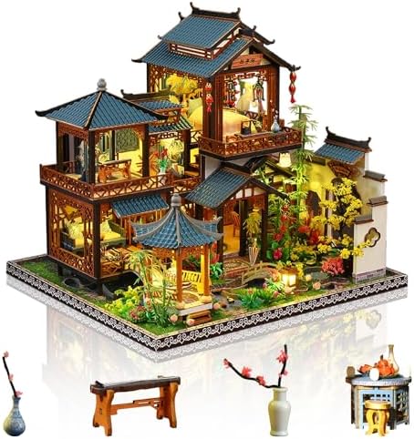 Dollhouse Kit, DIY Miniature House Kit w/LED Ancient Courtyard by MakingLifeFunforCool