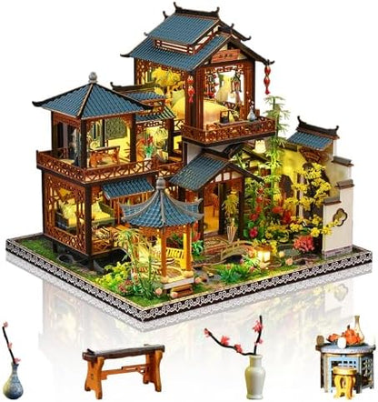 Dollhouse Kit, DIY Miniature House Kit w/LED Ancient Courtyard by MakingLifeFunforCool
